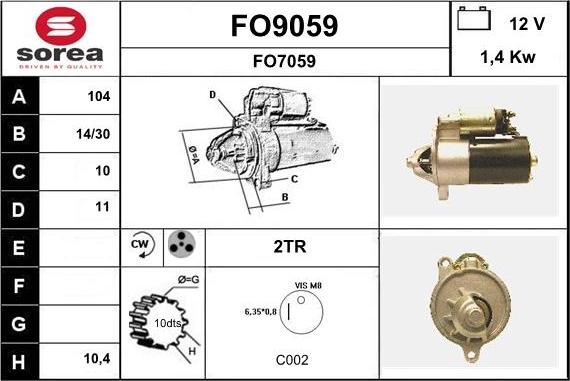 SNRA FO9059 - Стартер avtokuzovplus.com.ua