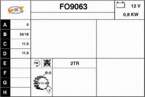 SNRA FO9063 - Стартер autocars.com.ua