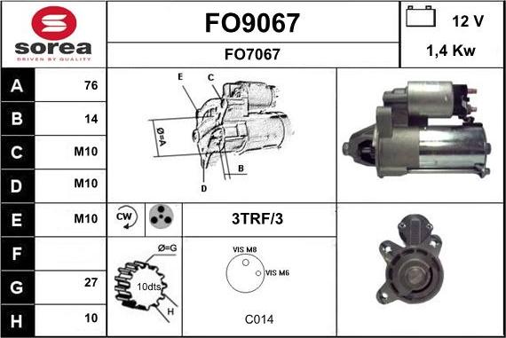 SNRA FO9067 - Стартер autocars.com.ua