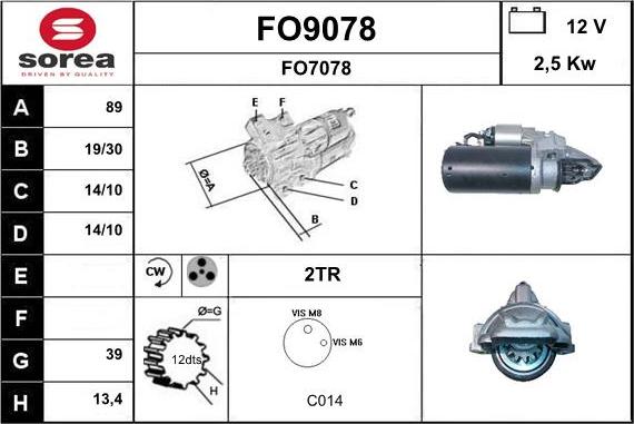 SNRA FO9078 - Стартер autocars.com.ua