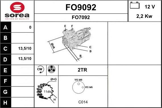 SNRA FO9092 - Стартер autocars.com.ua