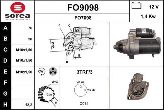 SNRA FO9098 - Стартер autocars.com.ua