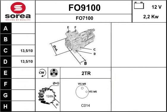 SNRA FO9100 - Стартер autocars.com.ua