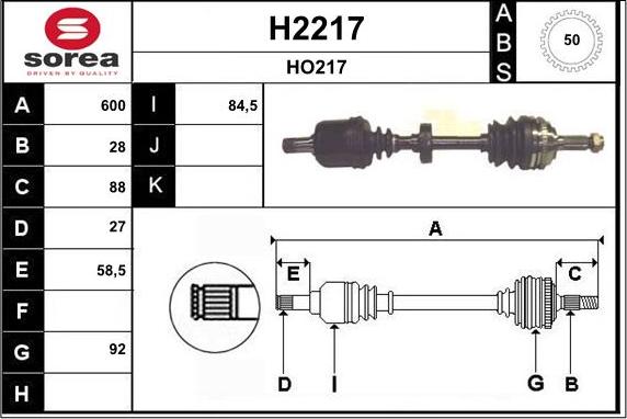 SNRA H2217 - Приводний вал autocars.com.ua