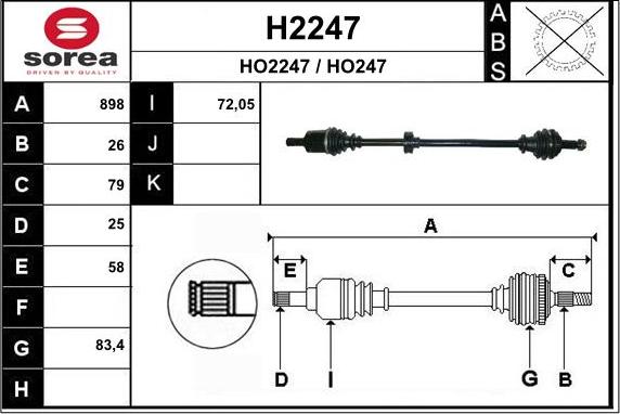 SNRA H2247 - Приводной вал avtokuzovplus.com.ua