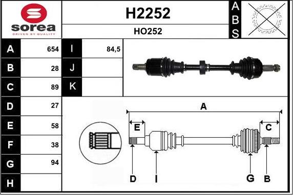 SNRA H2252 - Приводной вал avtokuzovplus.com.ua