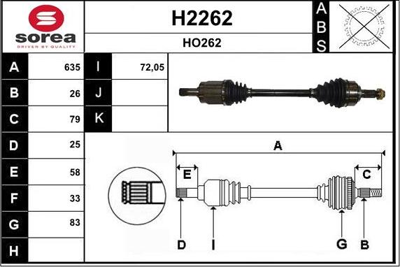 SNRA H2262 - Приводний вал autocars.com.ua