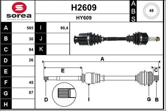 SNRA H2609 - Приводний вал autocars.com.ua