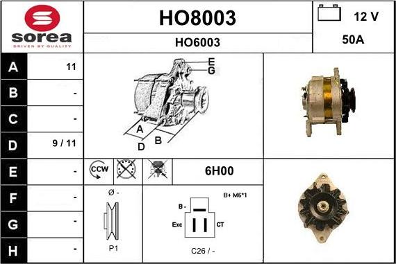 SNRA HO8003 - Генератор avtokuzovplus.com.ua