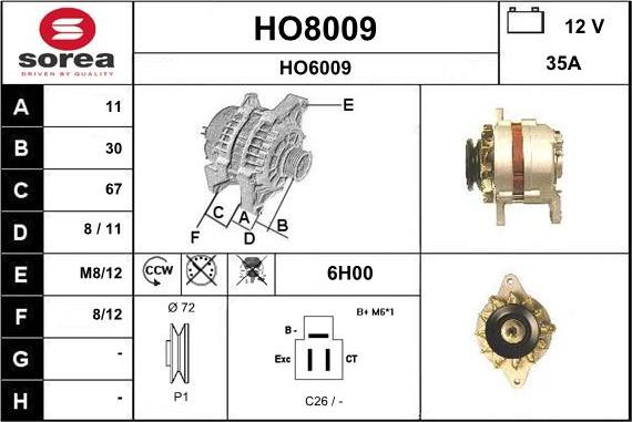 SNRA HO8009 - Генератор autocars.com.ua