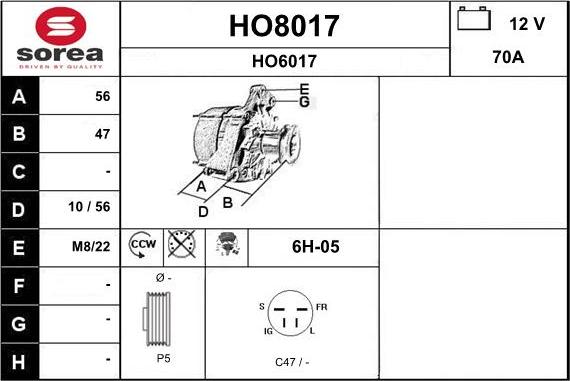 SNRA HO8017 - Генератор autocars.com.ua