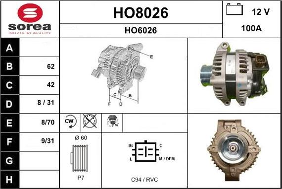 SNRA HO8026 - Генератор avtokuzovplus.com.ua