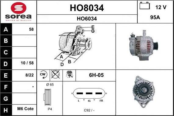 SNRA HO8034 - Генератор autocars.com.ua