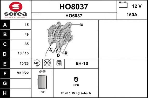 SNRA HO8037 - Генератор autocars.com.ua