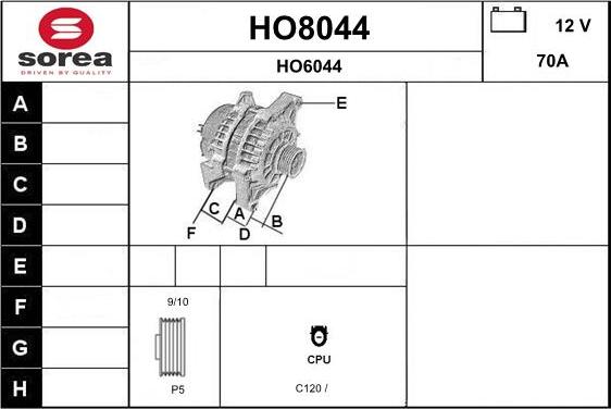 SNRA HO8044 - Генератор autocars.com.ua