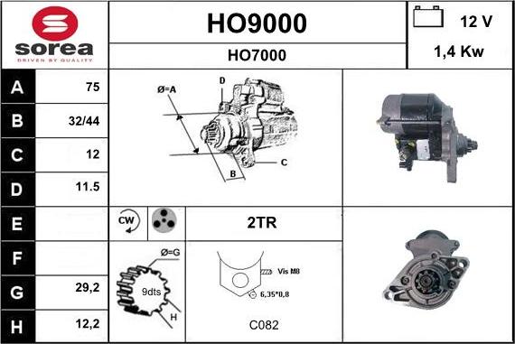 SNRA HO9000 - Стартер avtokuzovplus.com.ua