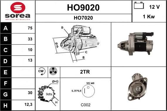 SNRA HO9020 - Стартер avtokuzovplus.com.ua