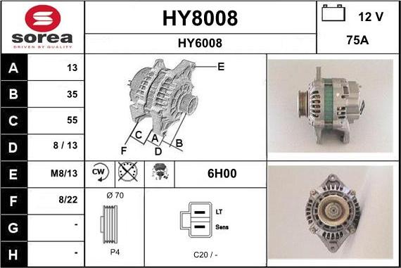 SNRA HY8008 - Генератор autocars.com.ua