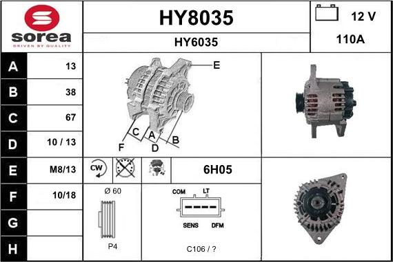 SNRA HY8035 - Генератор avtokuzovplus.com.ua