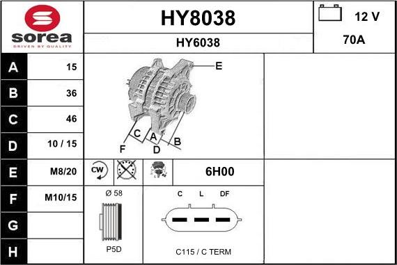 SNRA HY8038 - Генератор autocars.com.ua