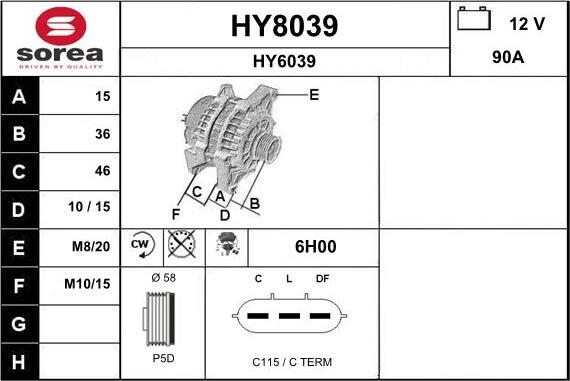 SNRA HY8039 - Генератор autocars.com.ua