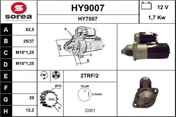 SNRA HY9007 - Стартер autocars.com.ua