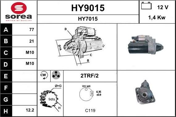 SNRA HY9015 - Стартер avtokuzovplus.com.ua