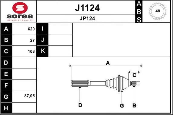 SNRA J1124 - Приводний вал autocars.com.ua