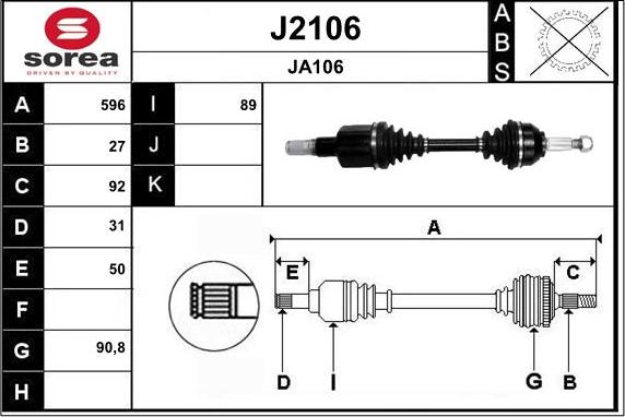 SNRA J2106 - Приводний вал autocars.com.ua