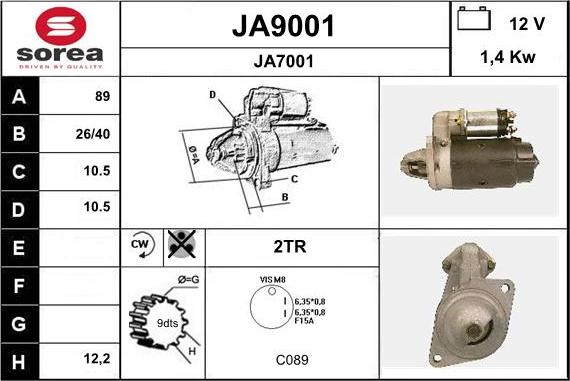 SNRA JA9001 - Стартер autocars.com.ua