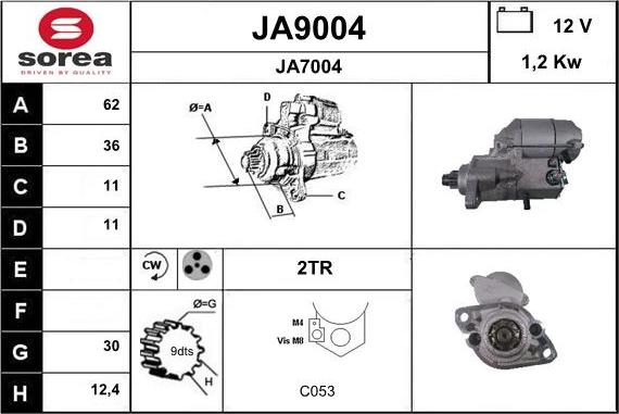 SNRA JA9004 - Стартер autocars.com.ua