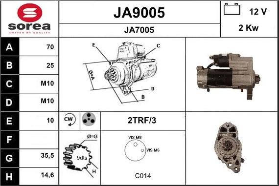 SNRA JA9005 - Стартер autocars.com.ua