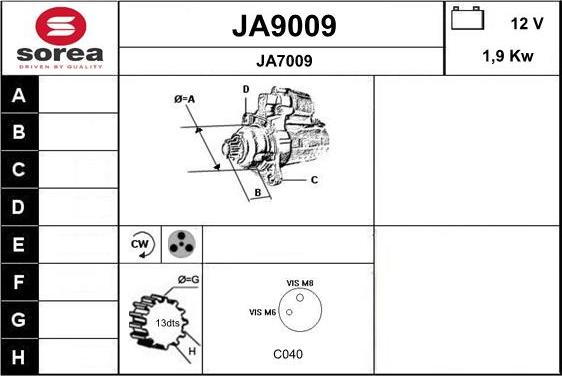 SNRA JA9009 - Стартер avtokuzovplus.com.ua