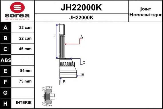 SNRA JH22000K - Шарнірний комплект, ШРУС, приводний вал autocars.com.ua