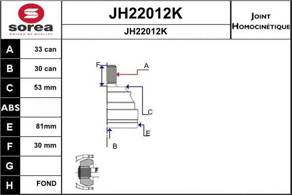 SNRA JH22012K - Шарнірний комплект, ШРУС, приводний вал autocars.com.ua
