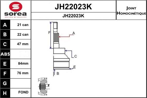 SNRA JH22023K - Шарнірний комплект, ШРУС, приводний вал autocars.com.ua