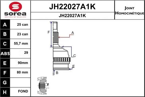 SNRA JH22027A1K - Шарнірний комплект, ШРУС, приводний вал autocars.com.ua