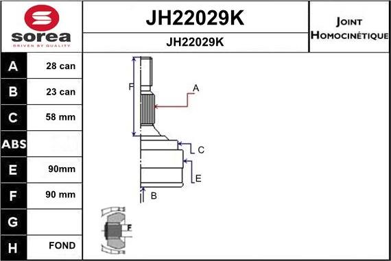 SNRA JH22029K - Шарнірний комплект, ШРУС, приводний вал autocars.com.ua