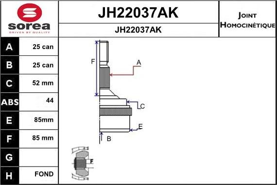 SNRA JH22037AK - Шарнирный комплект, ШРУС, приводной вал autodnr.net