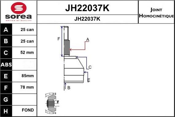 SNRA JH22037K - Шарнирный комплект, ШРУС, приводной вал avtokuzovplus.com.ua