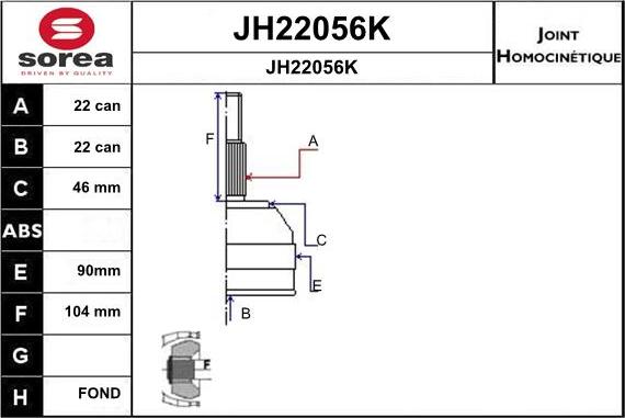 SNRA JH22056K - Шарнірний комплект, ШРУС, приводний вал autocars.com.ua