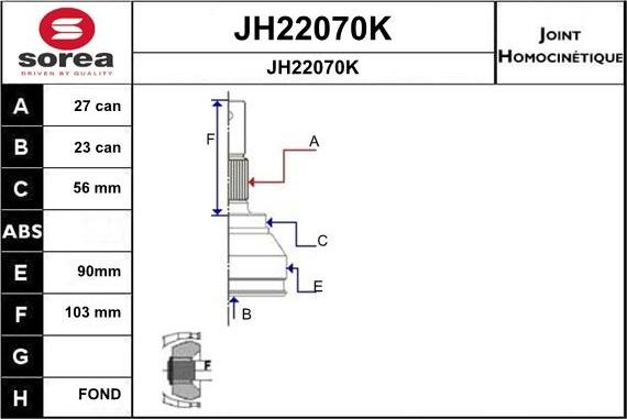 SNRA JH22070K - Шарнірний комплект, ШРУС, приводний вал autocars.com.ua