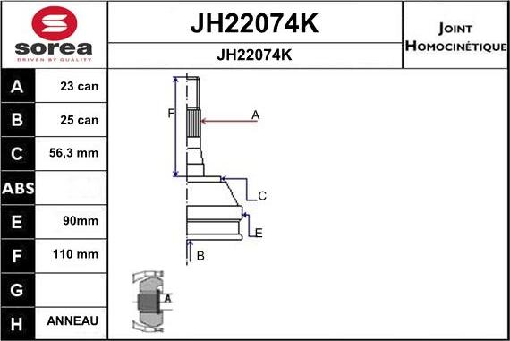 SNRA JH22074K - Шарнирный комплект, ШРУС, приводной вал autodnr.net