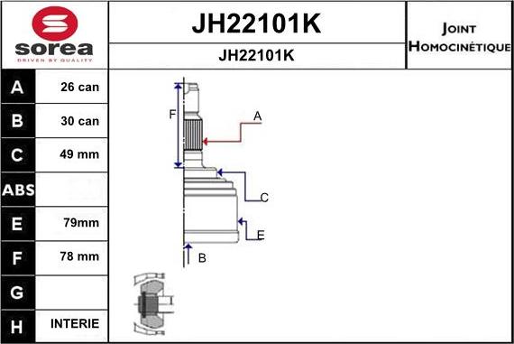 SNRA JH22101K - Шарнирный комплект, ШРУС, приводной вал avtokuzovplus.com.ua