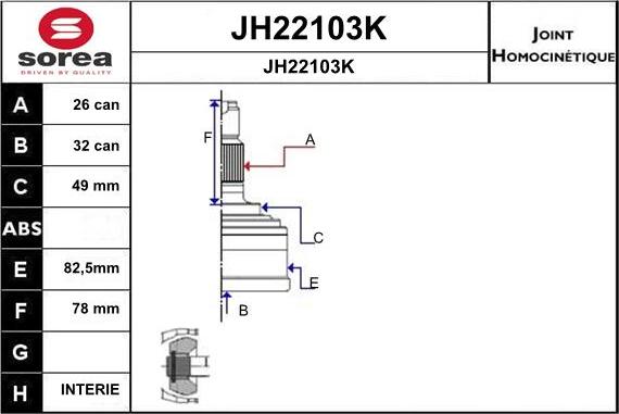 SNRA JH22103K - Шарнирный комплект, ШРУС, приводной вал autodnr.net