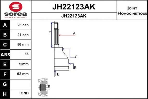 SNRA JH22123AK - Шарнирный комплект, ШРУС, приводной вал avtokuzovplus.com.ua
