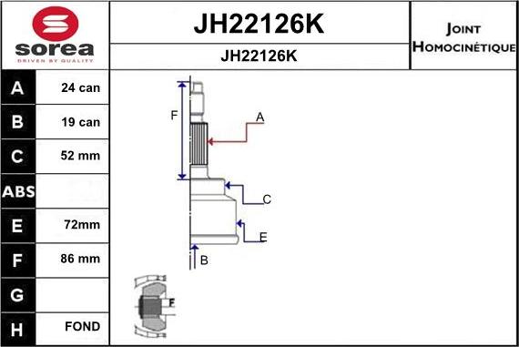 SNRA JH22126K - Шарнірний комплект, ШРУС, приводний вал autocars.com.ua