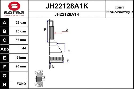 SNRA JH22128A1K - Шарнірний комплект, ШРУС, приводний вал autocars.com.ua