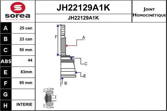 SNRA JH22129A1K - Шарнирный комплект, ШРУС, приводной вал avtokuzovplus.com.ua