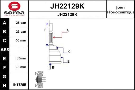 SNRA JH22129K - Шарнирный комплект, ШРУС, приводной вал autodnr.net